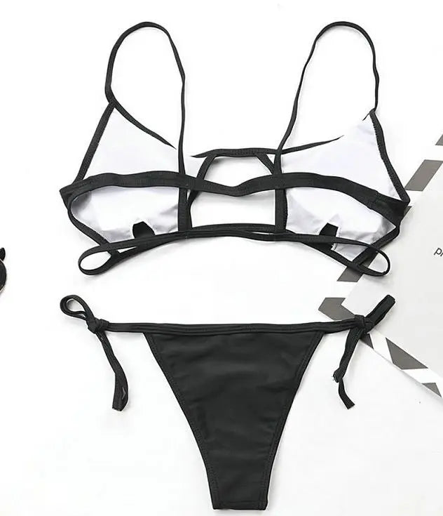 Conjunto Bikini Mujer Rojo – Push-Up Sexy con Tanga Brasileña