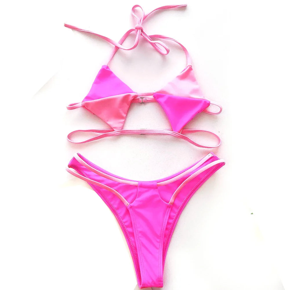 Conjunto Bikini Mujer Rojo – Push-Up Sexy con Tanga Brasileña