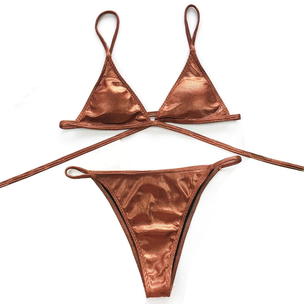 Conjunto Bikini Mujer Rojo – Push-Up Sexy con Tanga Brasileña