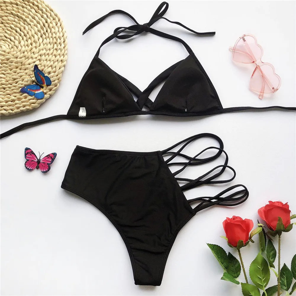 Conjunto Bikini Mujer Rojo – Push-Up Sexy con Tanga Brasileña