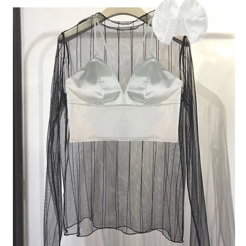 Top Cropped Mujer Satinado – Bralette Sexy con Acolchado