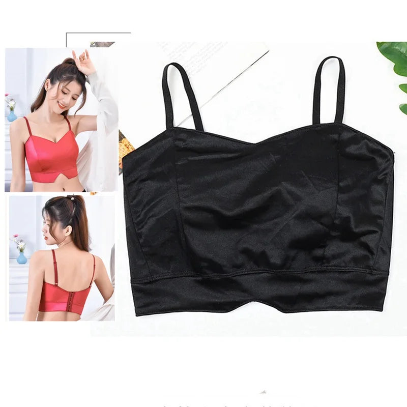 Top Cropped Mujer Satinado – Bralette Sexy con Acolchado