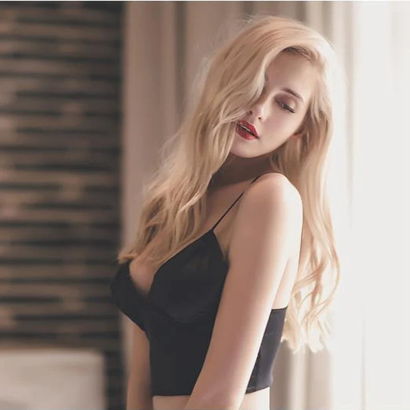 Top Cropped Mujer Satinado – Bralette Sexy con Acolchado