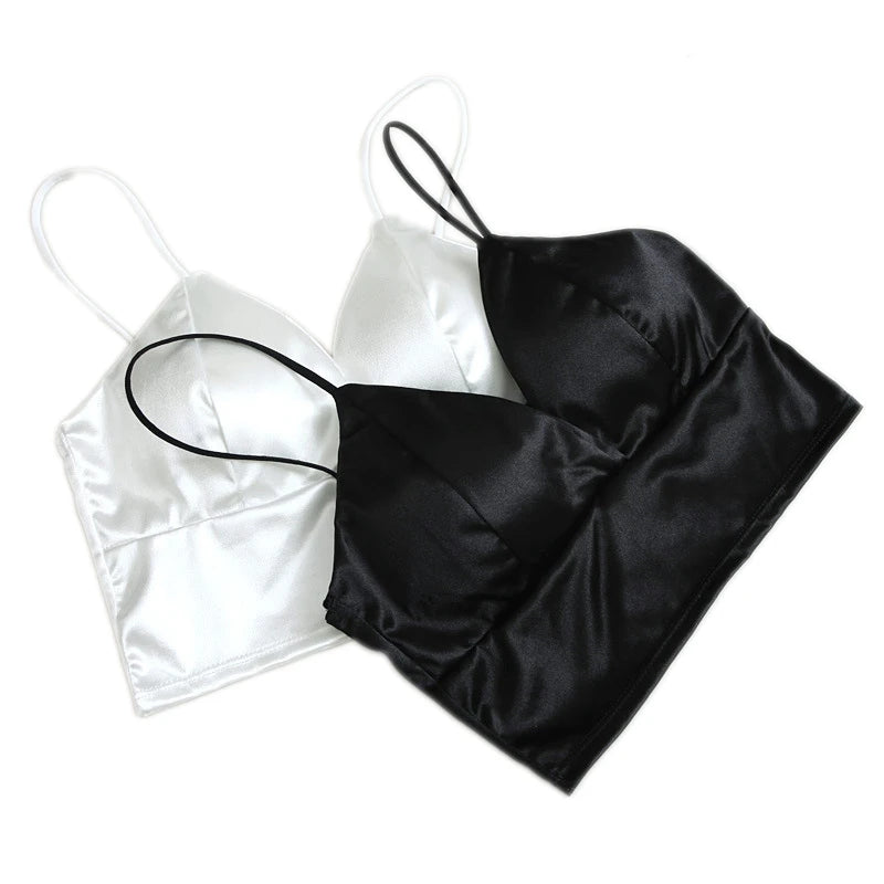 Top Cropped Mujer Satinado – Bralette Sexy con Acolchado