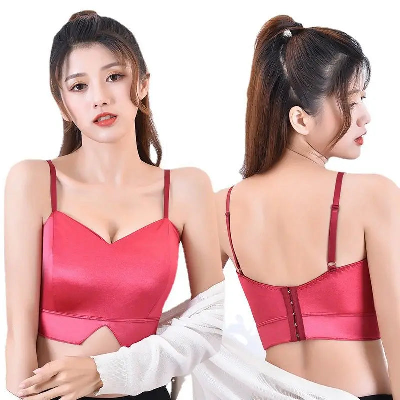 Top Cropped Mujer Satinado – Bralette Sexy con Acolchado