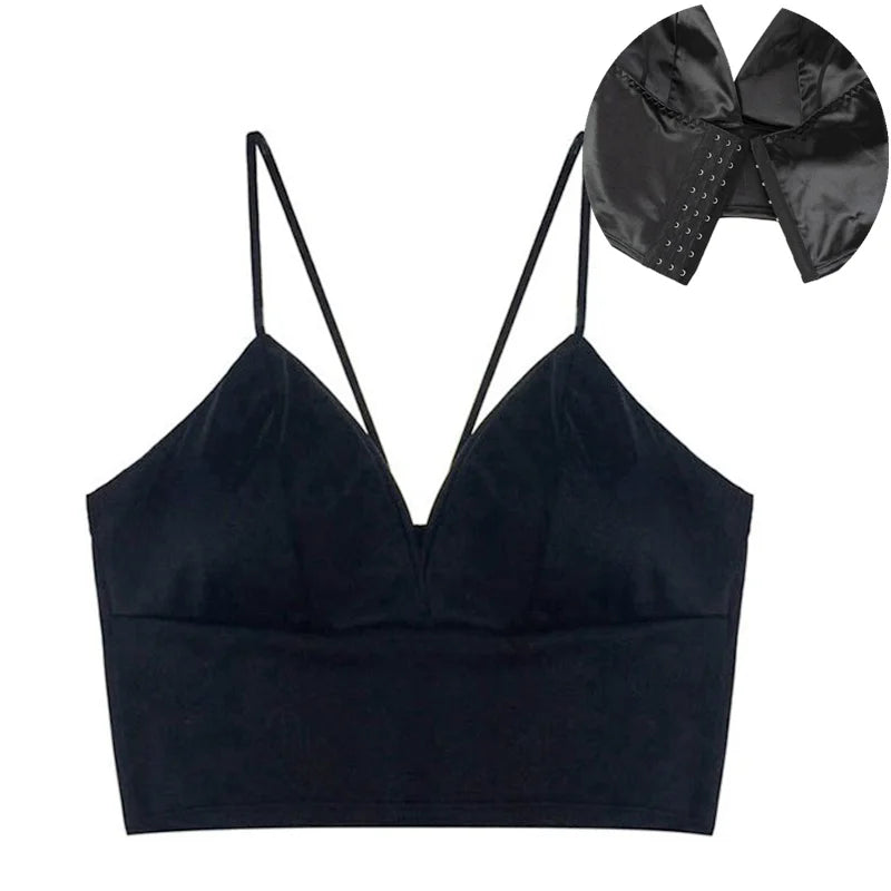 Top Cropped Mujer Satinado – Bralette Sexy con Acolchado