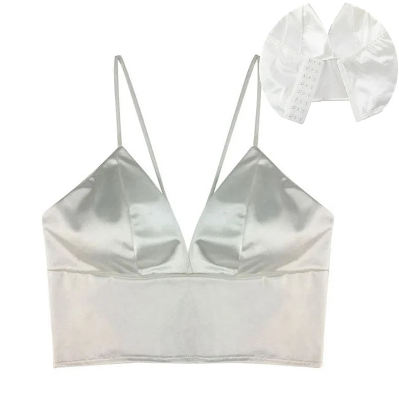 Top Cropped Mujer Satinado – Bralette Sexy con Acolchado